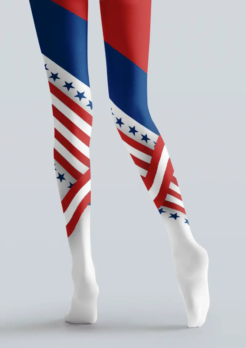 Graphic Patriotic Striped Tights Hosiery Pantyhose
