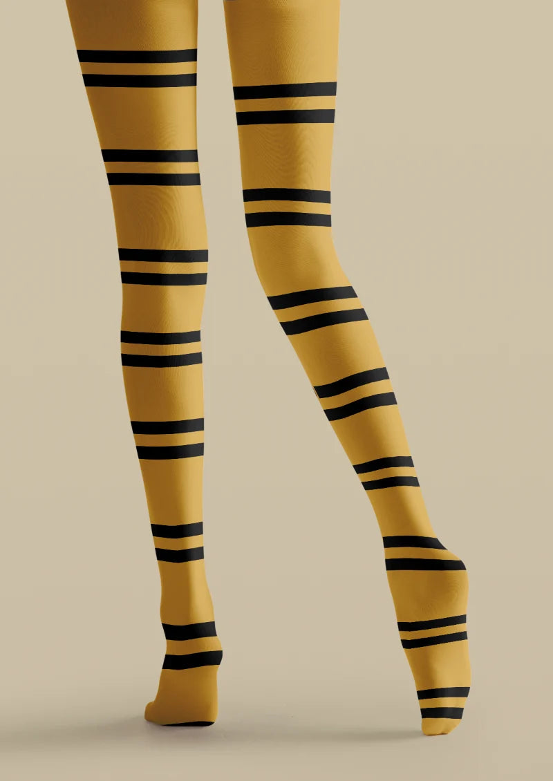 Yellow Badger Crest Stripe Tights
