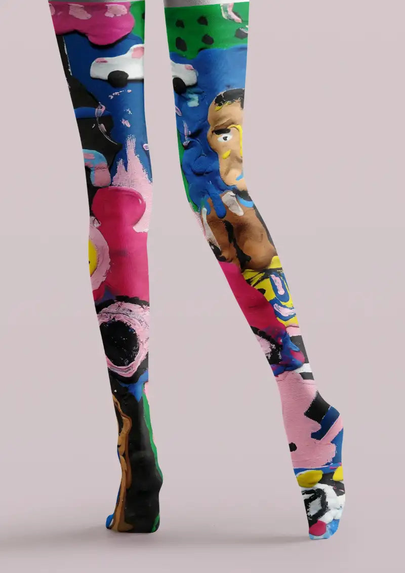 Abstract Pop Art Graphic Print Tights Hosiery Pantyhose