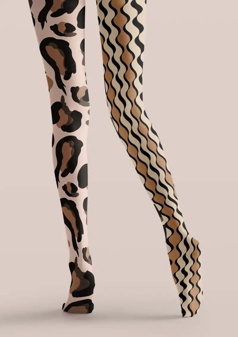 Animal Print Wave Pattern Tights Hosiery Pantyhose