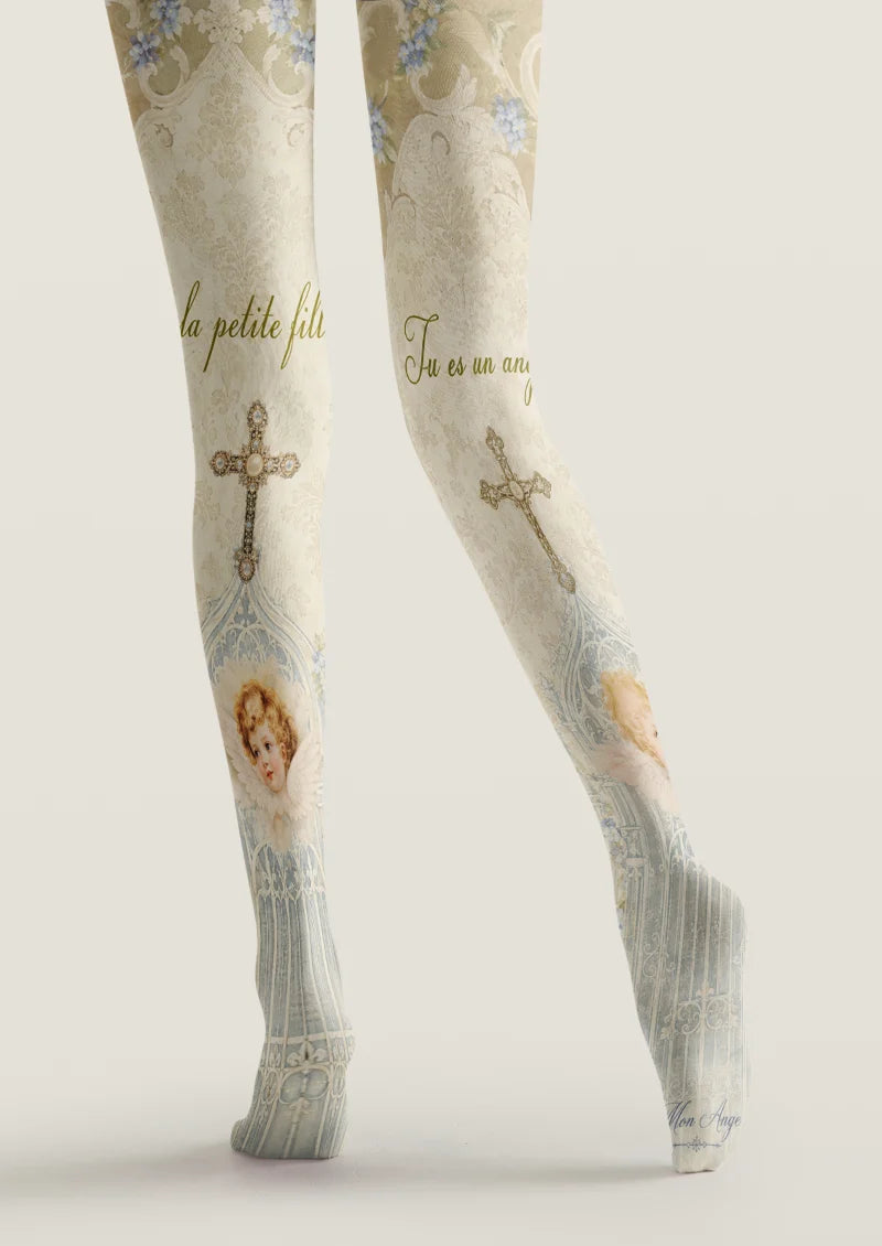 Ivory Cherub and Cross Tights