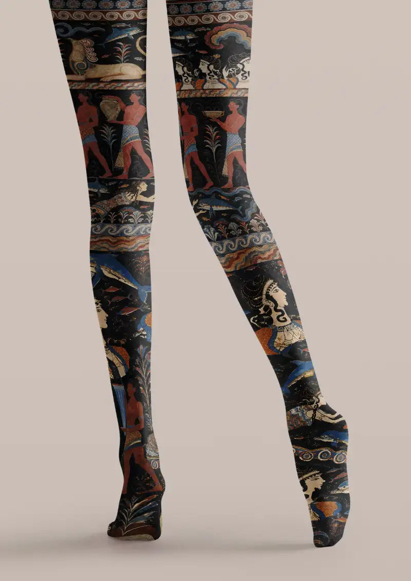 Ancient Greek Fresco Graphic Tights Hosiery Pantyhose