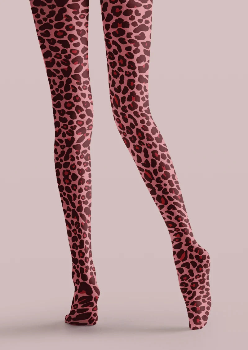 Pink White Leopard Portrait Tights
