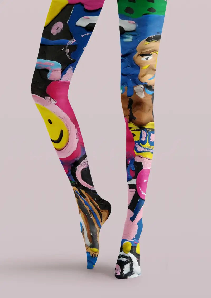 Abstract Pop Art Graphic Print Tights Hosiery Pantyhose