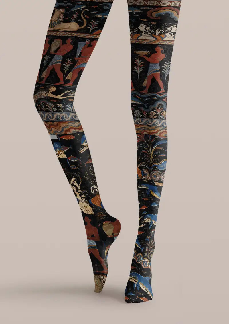 Ancient Greek Fresco Graphic Tights Hosiery Pantyhose