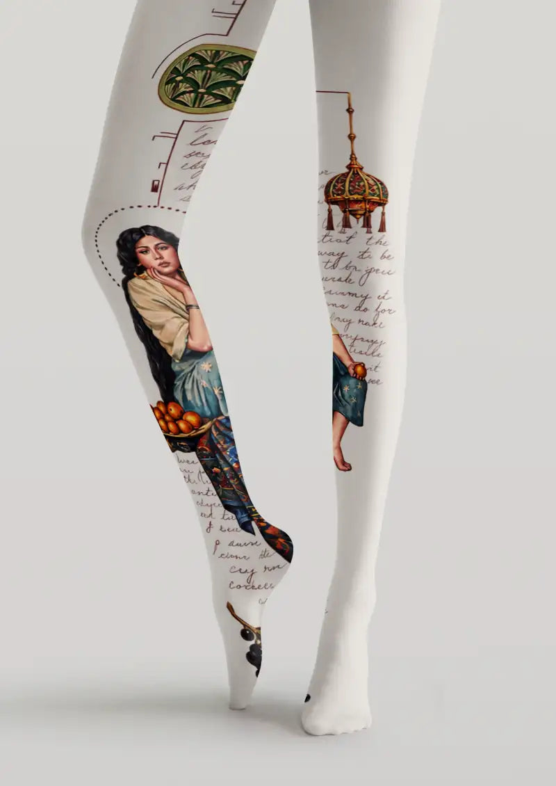 White Story Illustration Tights