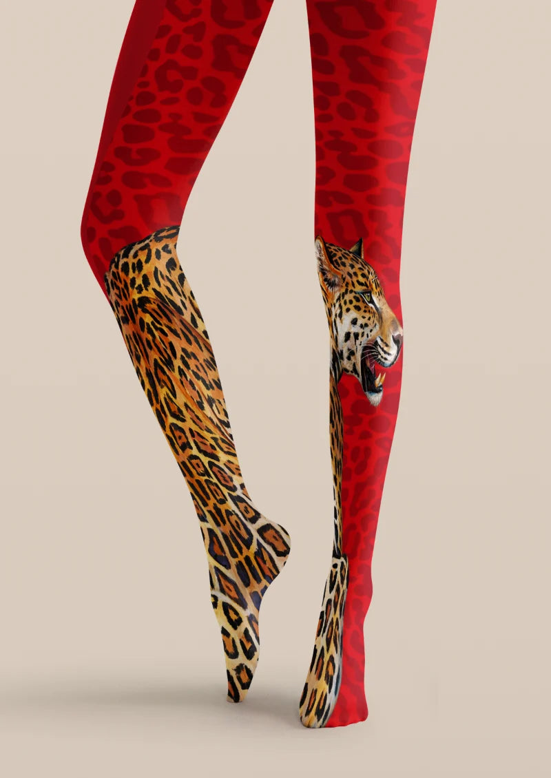 Red Leopard Portrait Tights