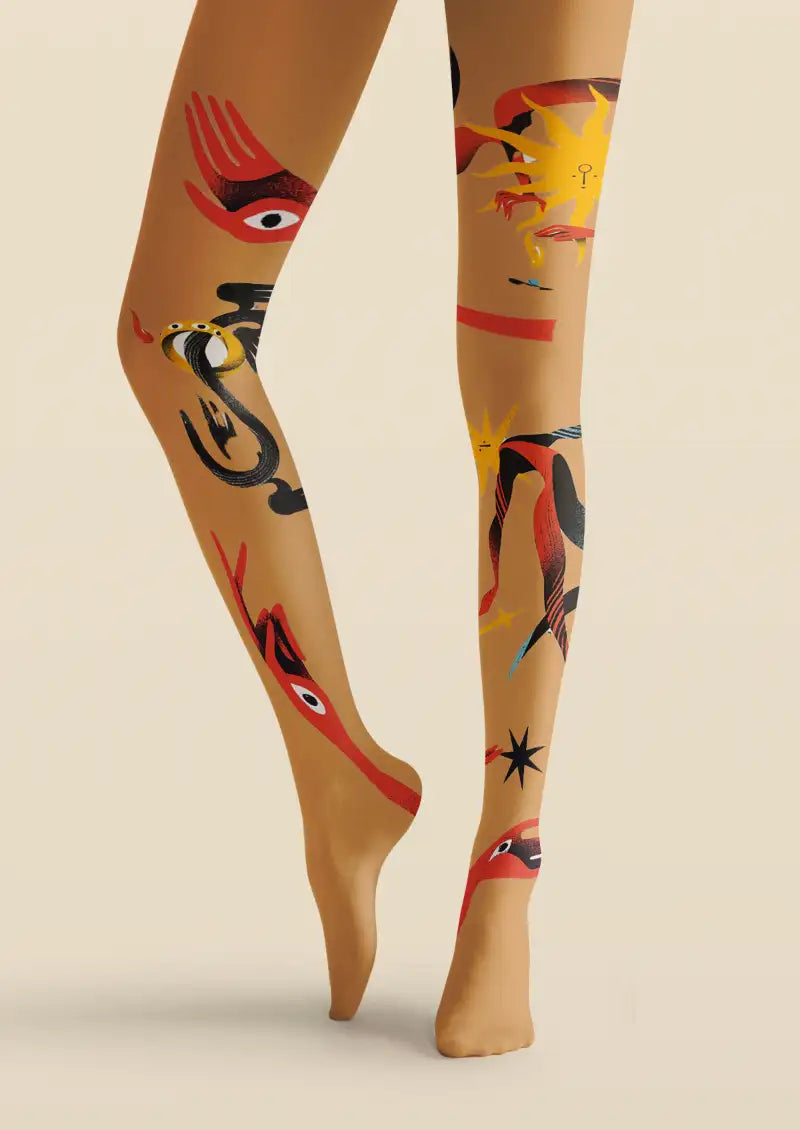 Mythic Sun Bird Graphic Tights Hosiery Pantyhose