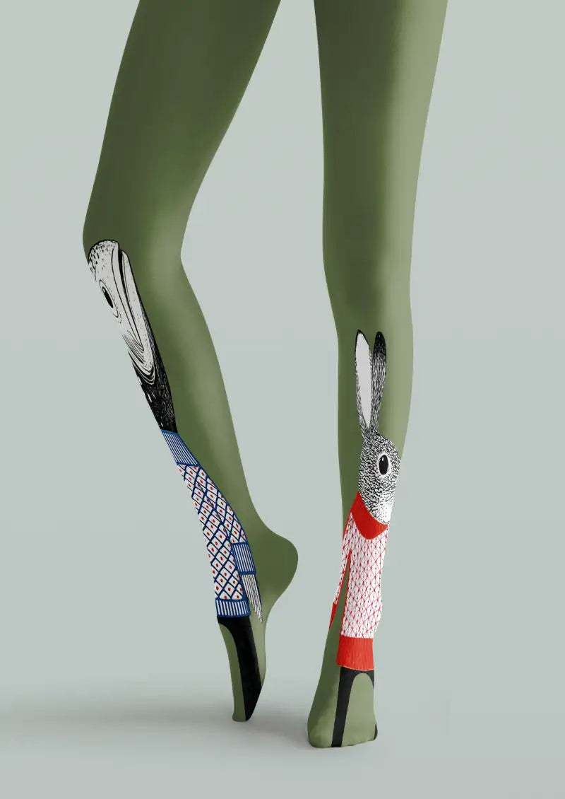 Fish Rabbit Graphic Tights Hosiery Pantyhose