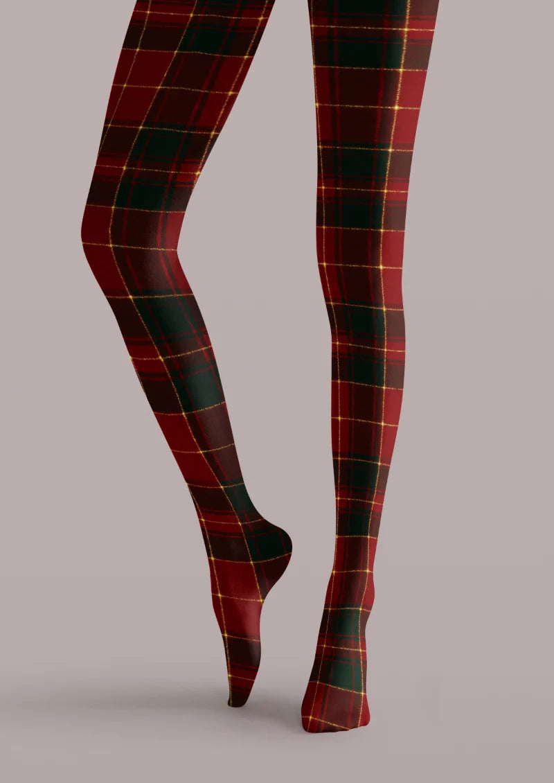 Red Green Plaid Tights