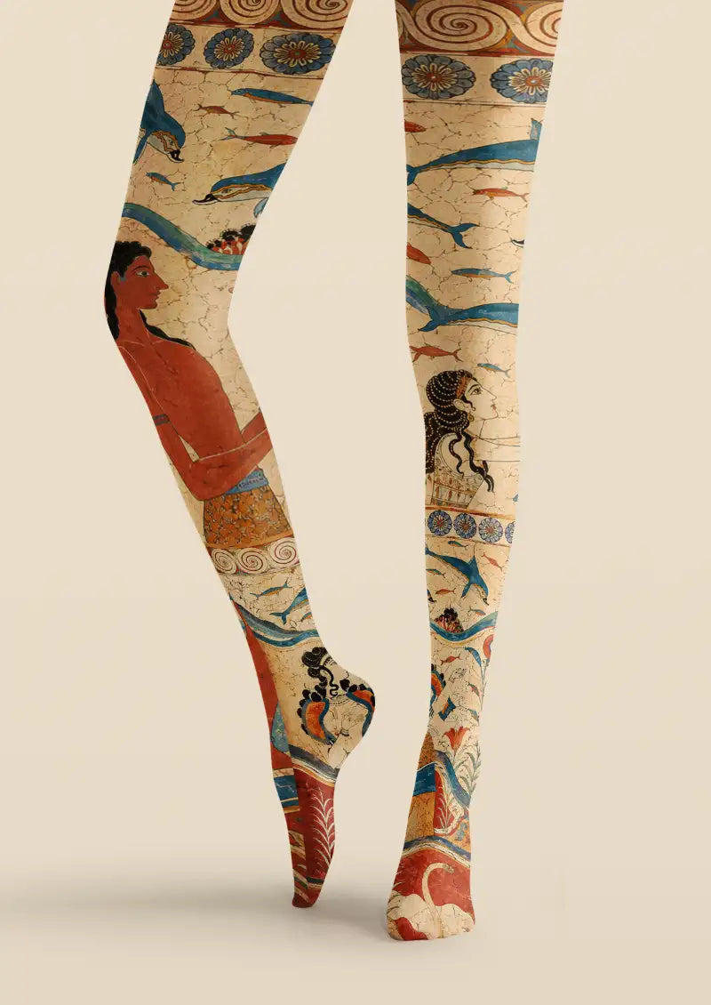 Ancient Ocean Fresco Graphic Tights Hosiery Pantyhose