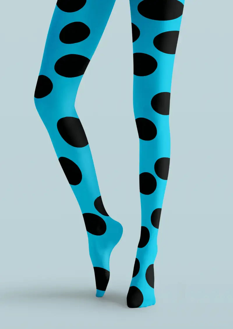 Blue Black Polka Dot Tights