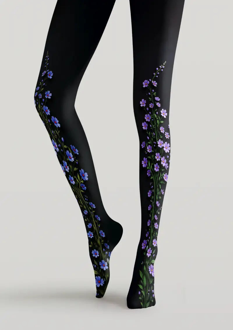 Black Floral Tights