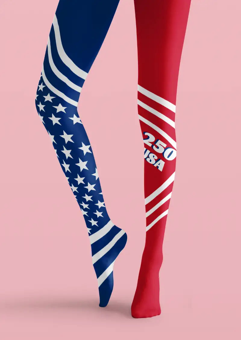 Graphic USA Print Striped Tights Hosiery Pantyhose