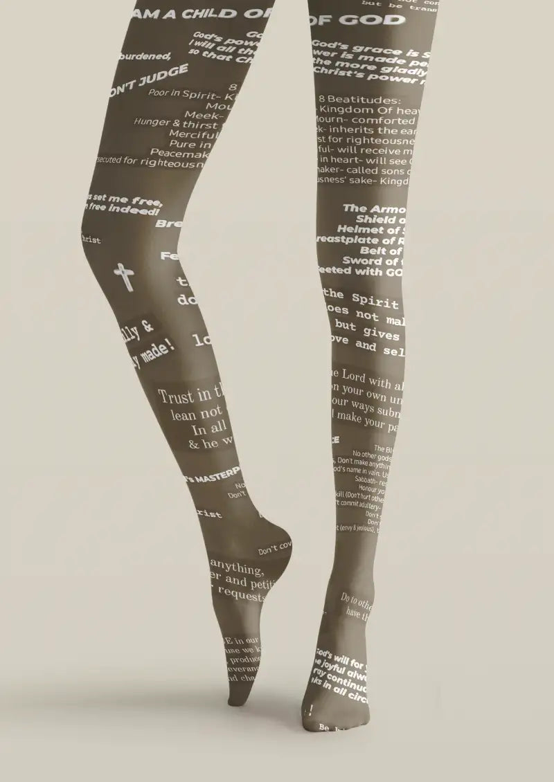 White Bible Script Tights