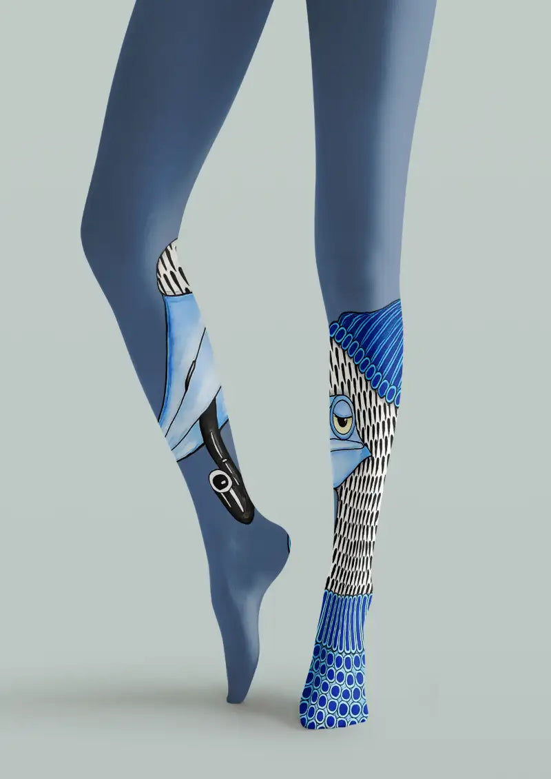 Blue Bird Graphic Tights Hosiery Pantyhose