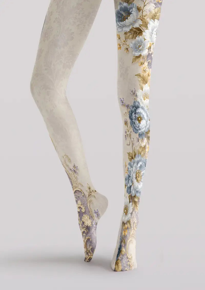 Royal Floral Ornament Tights Hosiery Pantyhose
