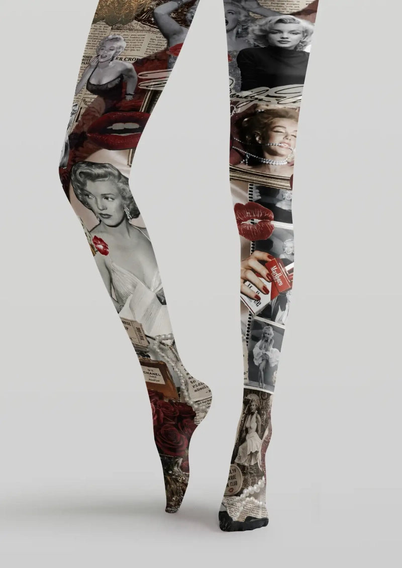 Vintage Glamour Collage Graphic Tights Hosiery Pantyhose
