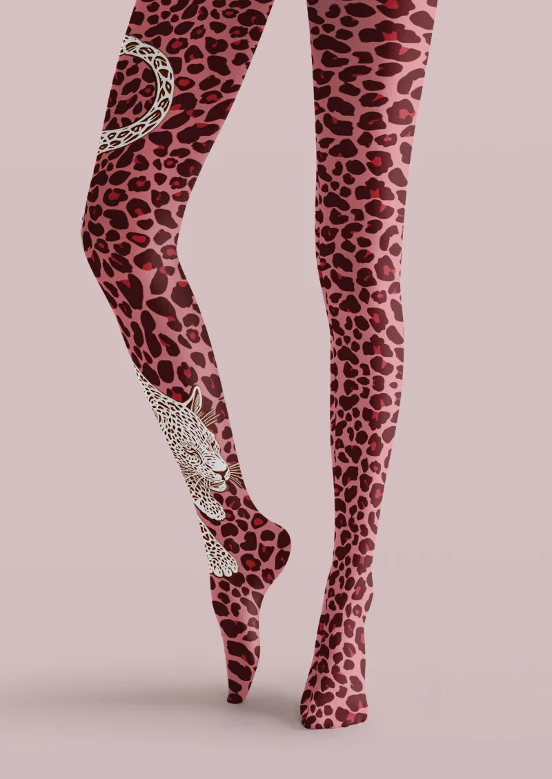 Pink White Leopard Portrait Tights