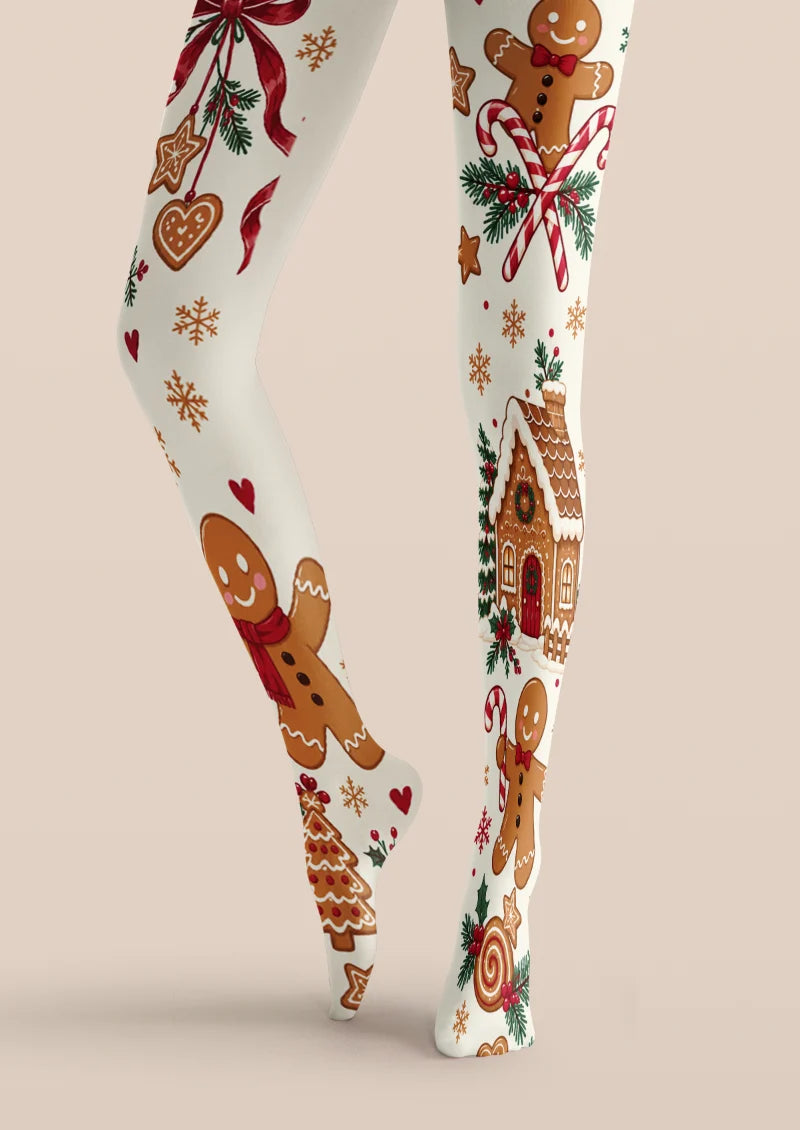 Ivory Gingerbread Christmas Tights