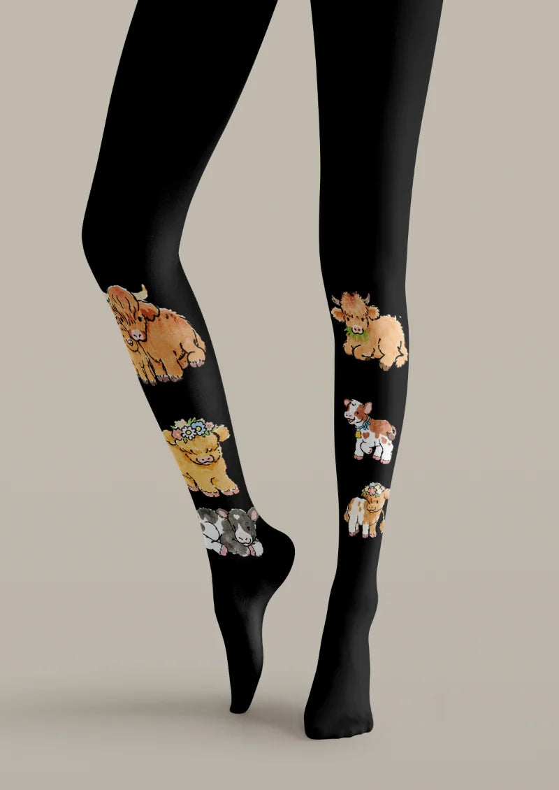 Black Highland Cow Tights