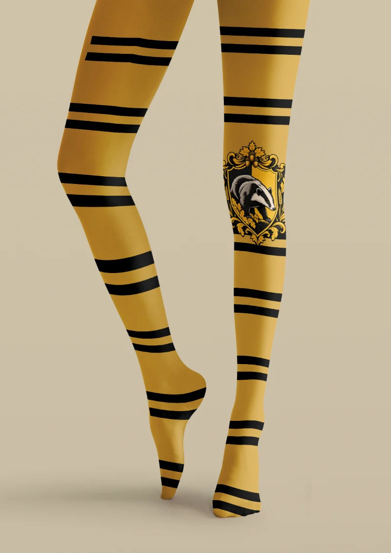 Yellow Badger Crest Stripe Tights