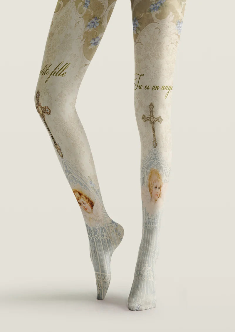 Ivory Cherub and Cross Tights