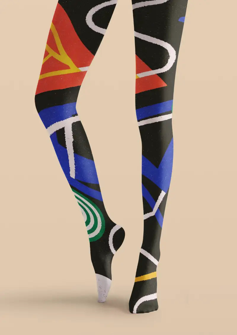 Abstract Memphis Geometry Tights Hosiery Pantyhose
