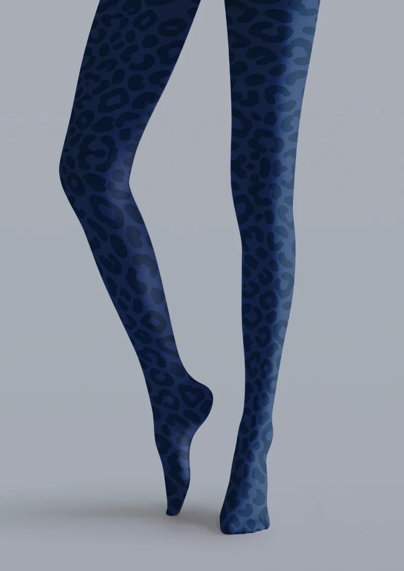 Navy Leopard Tights