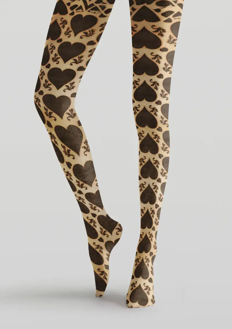 Vintage Heart Damask Pattern Tights Hosiery Pantyhose