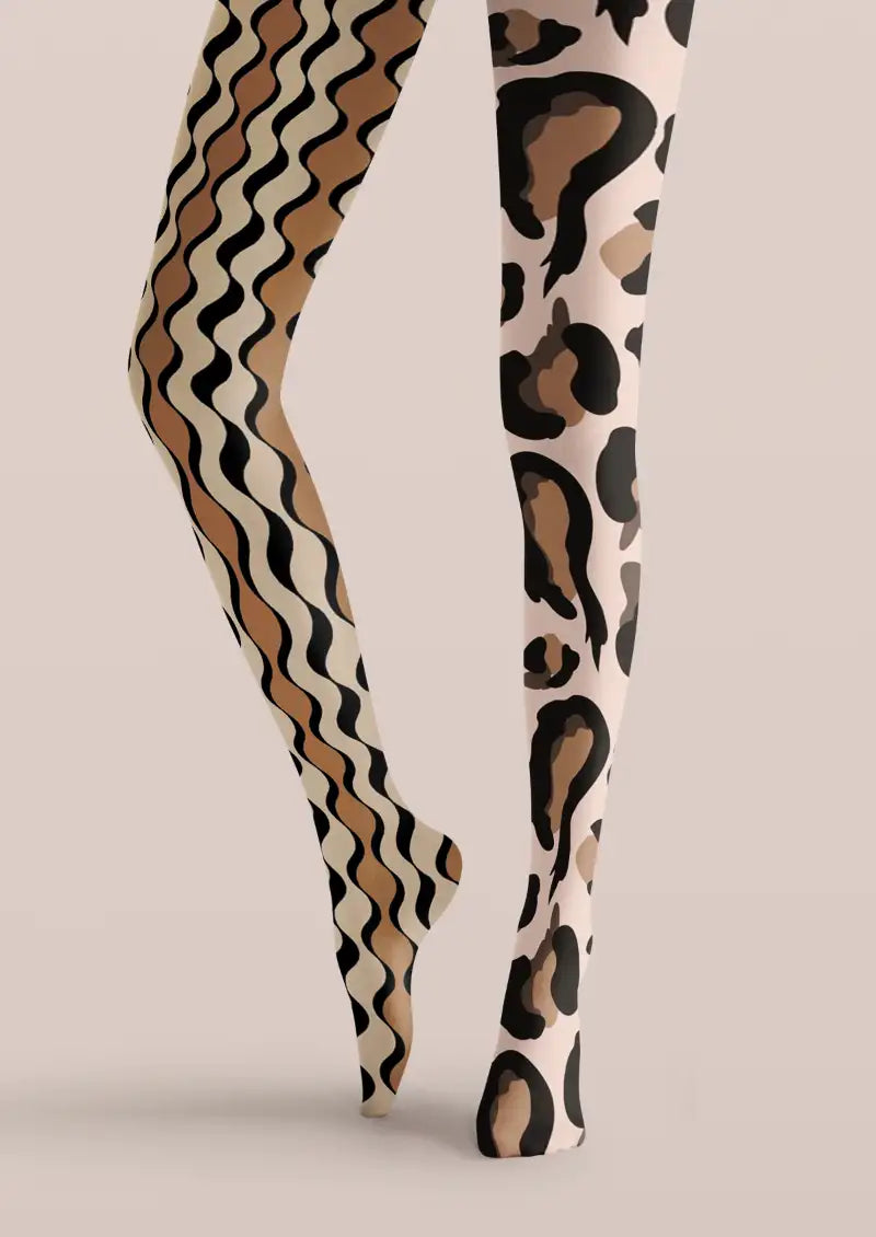 Animal Print Wave Pattern Tights Hosiery Pantyhose