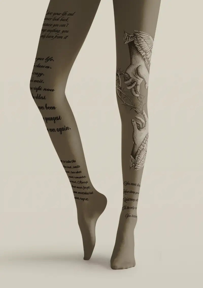 Gray Bible Angel Script Tights