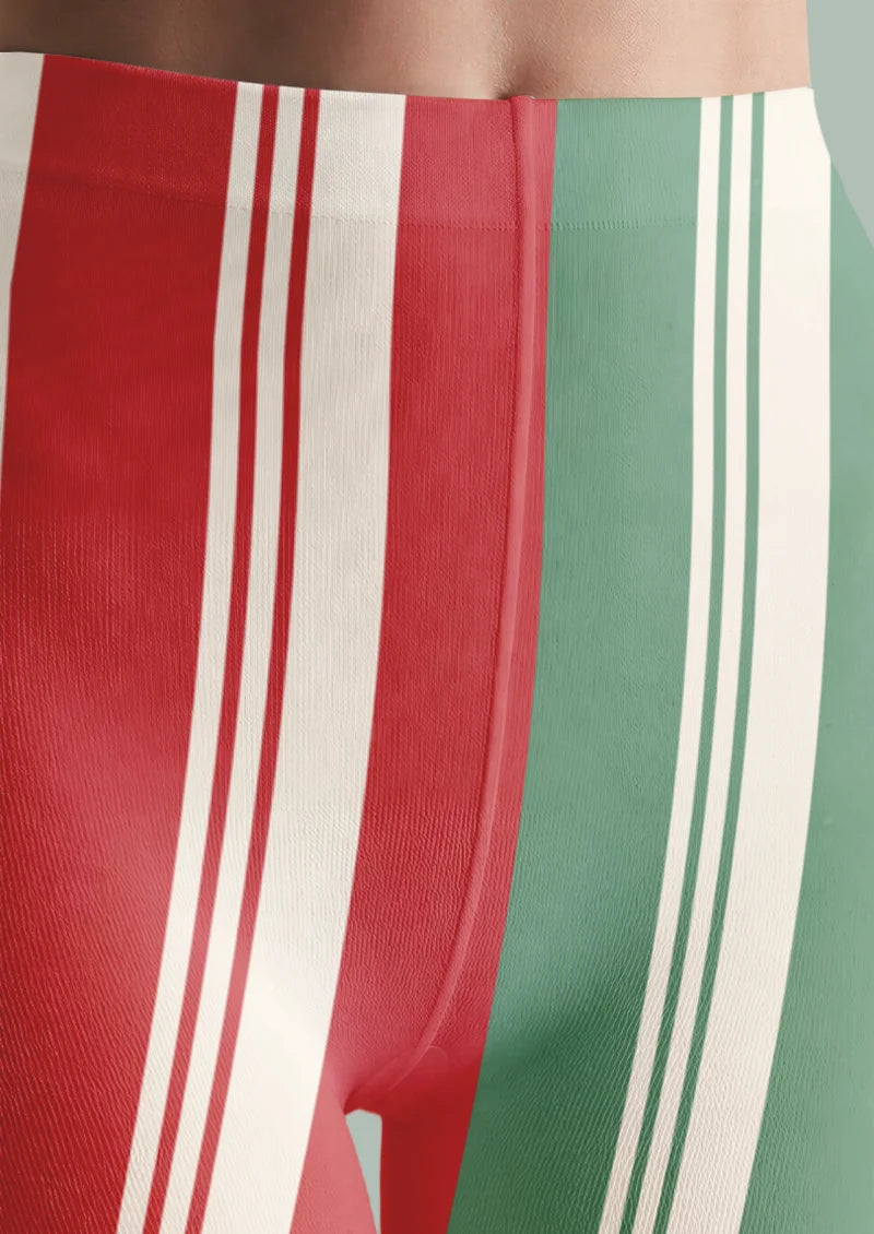 Red Green Christmas Cat Tights