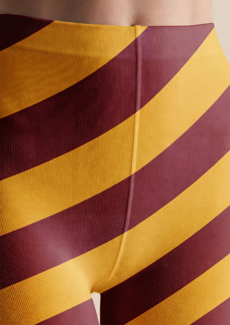 Yellow Burgundy Magic Stripe Tights