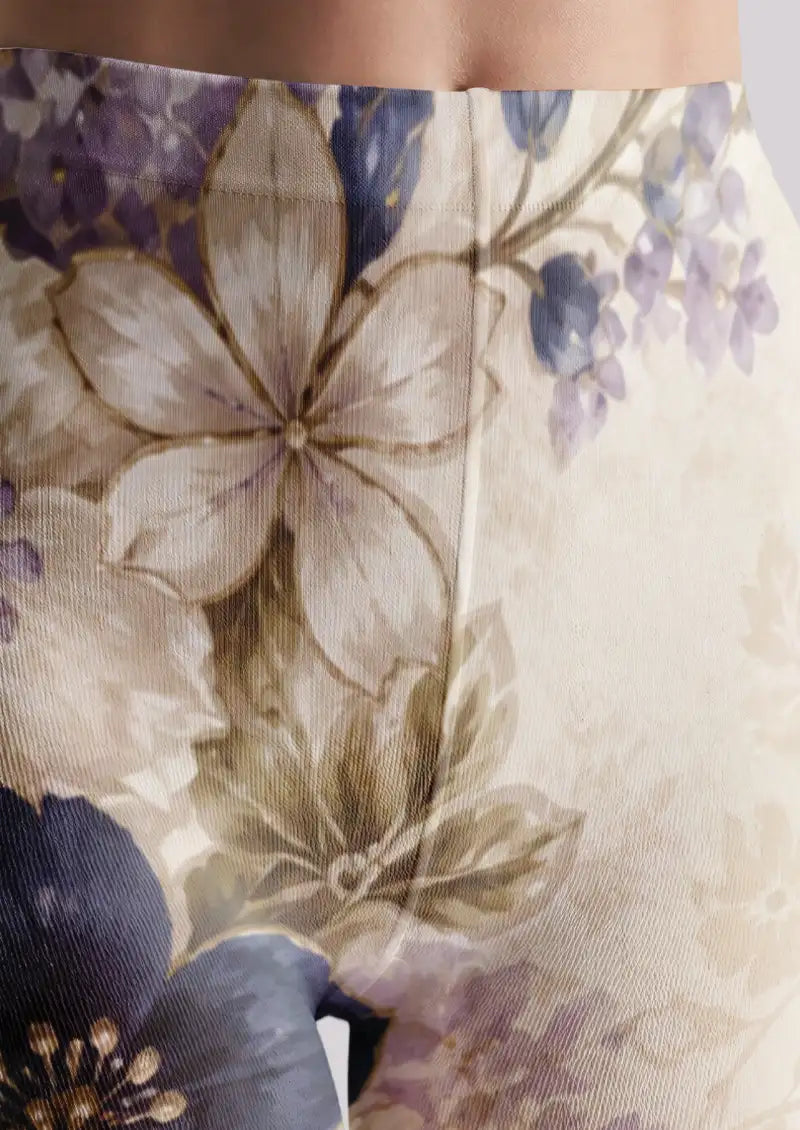 Midnight Garden Floral Print Tights Hosiery Pantyhose