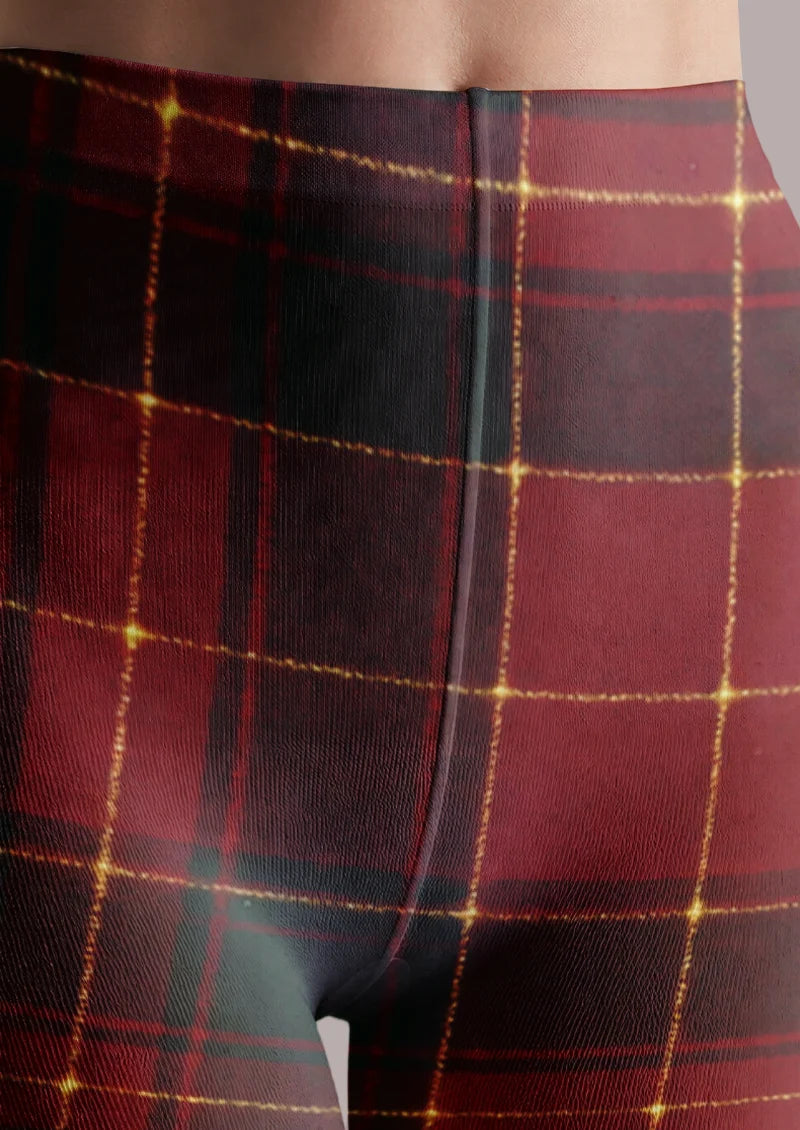 Red Green Plaid Tights