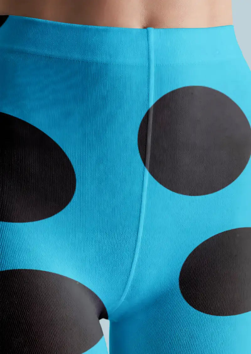 Blue Black Polka Dot Tights