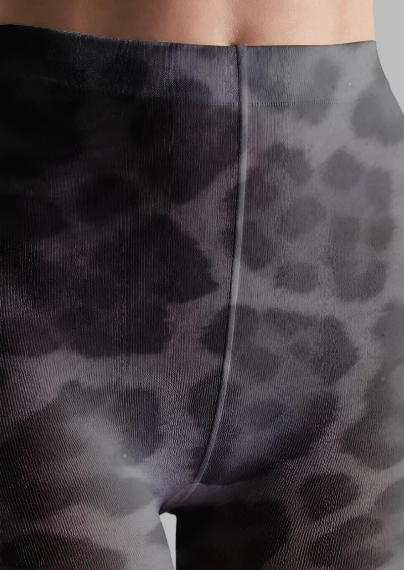 Black Gray Leopard Portrait Tights
