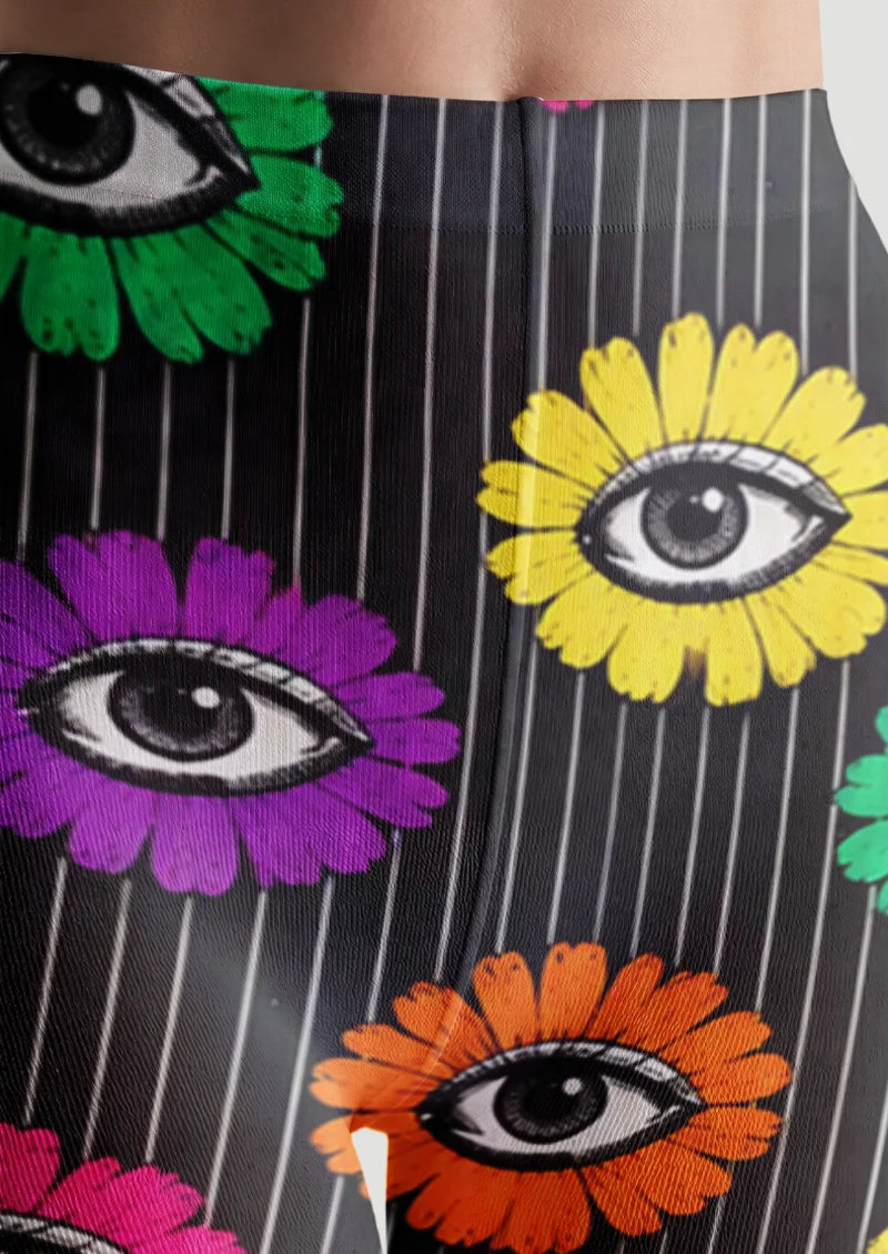 Black Flower Eye Tights