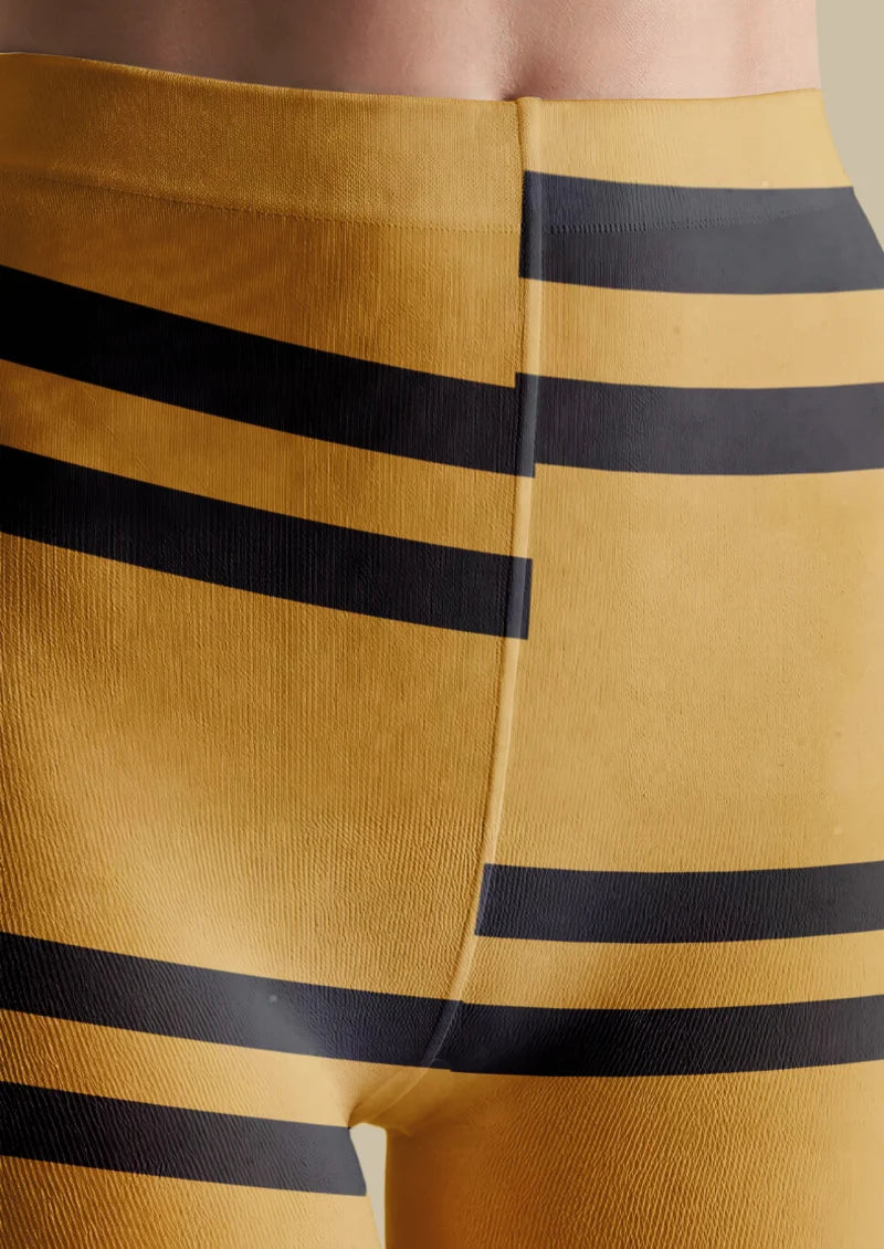 Yellow Badger Crest Stripe Tights