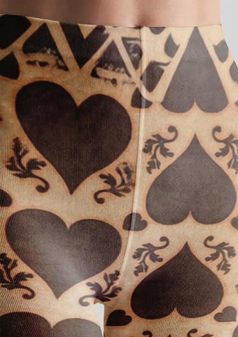 Vintage Heart Damask Pattern Tights Hosiery Pantyhose