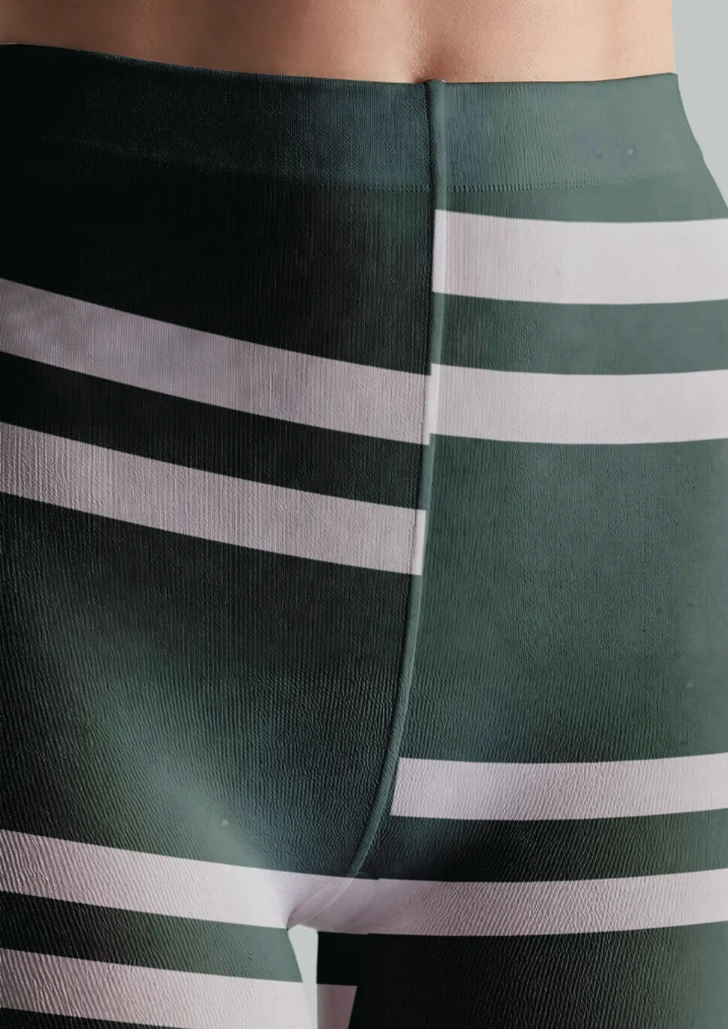Green Serpent Crest Stripe Tights