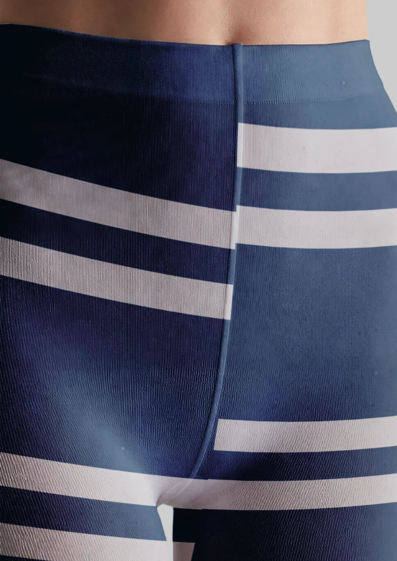 Navy Eagle Crest Stripe Tights