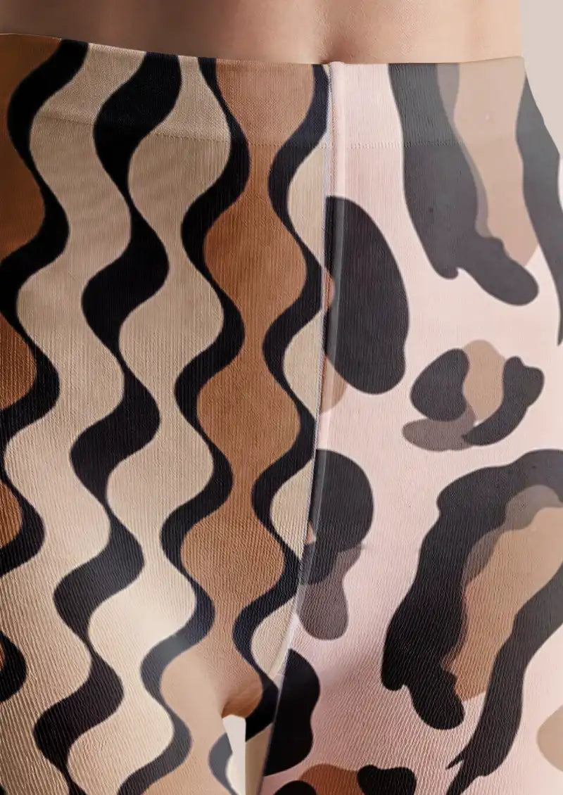 Animal Print Wave Pattern Tights Hosiery Pantyhose