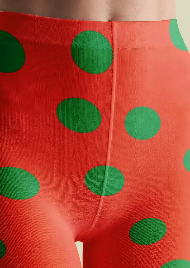 Red Green Polka Dot Tights