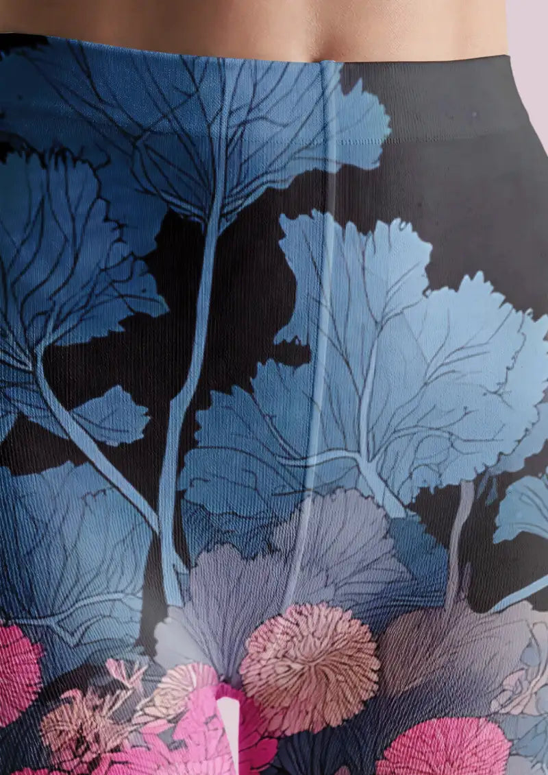 Midnight Floral Print Tights Hosiery Pantyhose