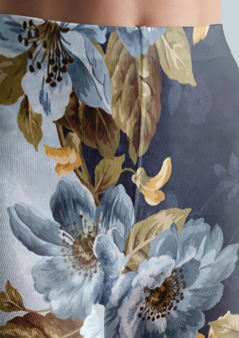 Blue Vintage Floral Print Tights Hosiery Pantyhose