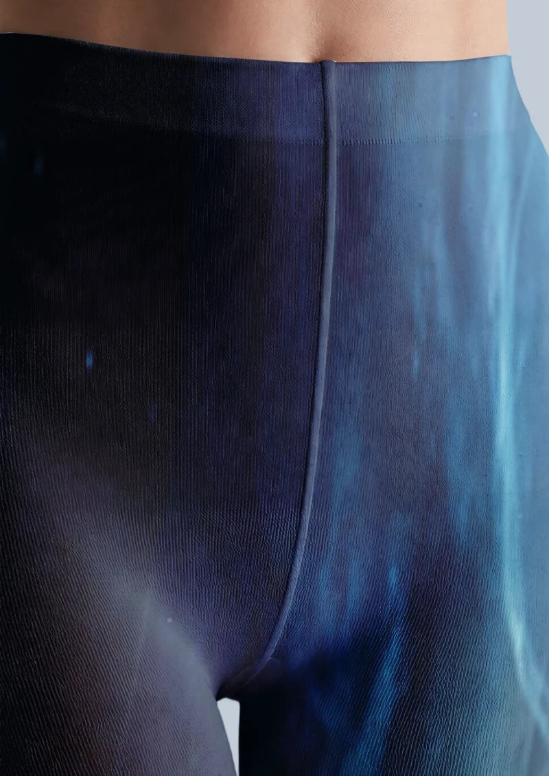 Black Blue Spirit Illustration Tights