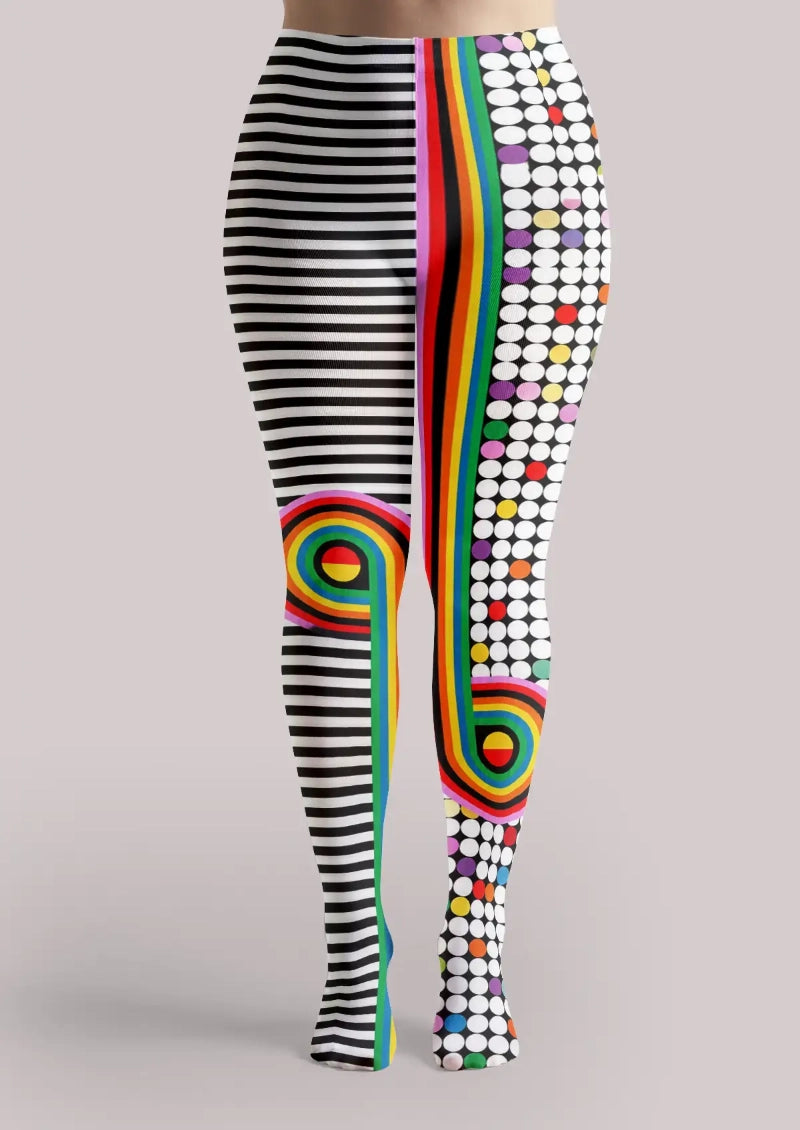 Rainbow Dot Stripe Graphic Tights Hosiery Pantyhose