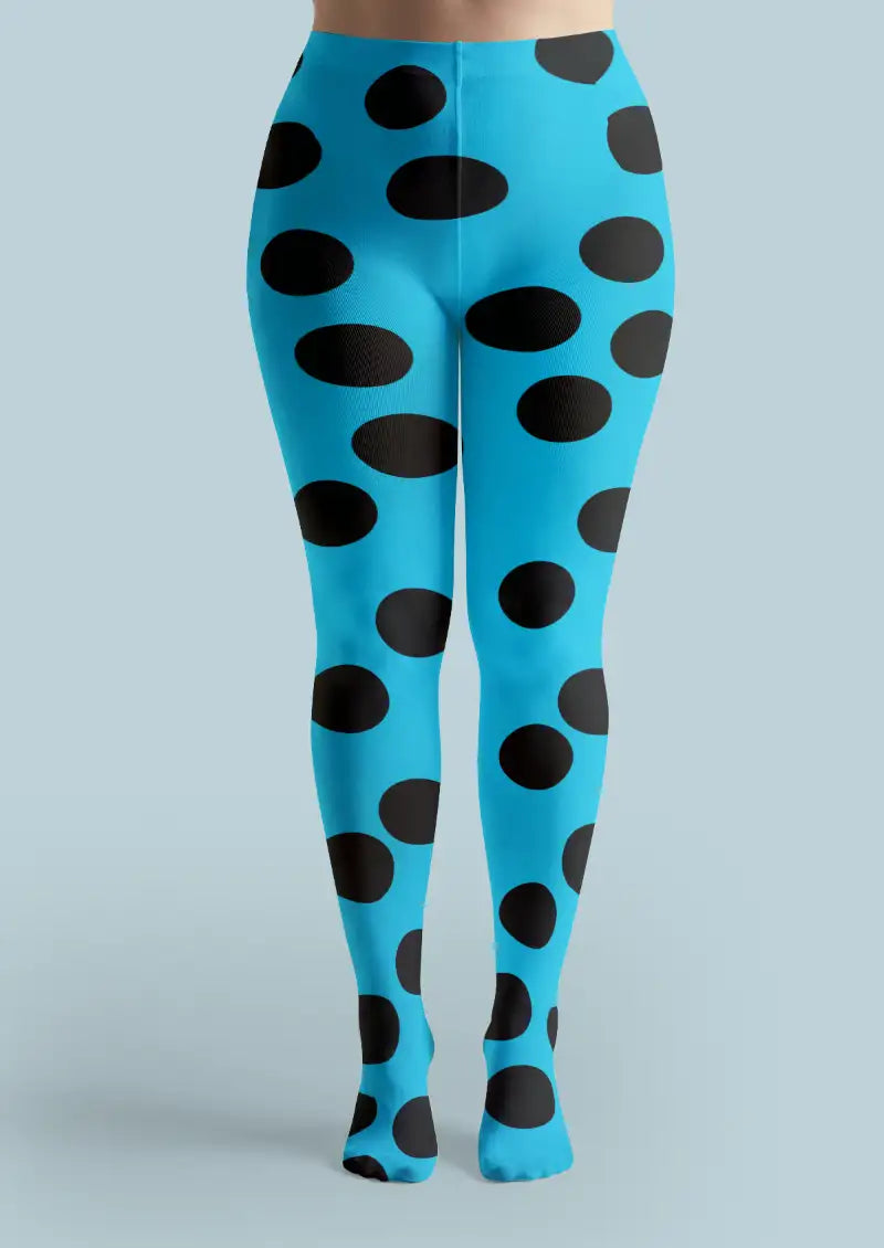 Blue Black Polka Dot Tights
